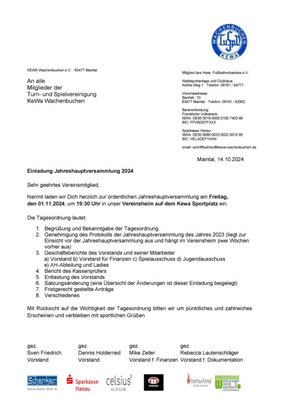 Jahreshauptversammlung 2024